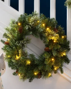 WeRChristmas Pre-Lit Natural Pine Wreath, 60 Cm^ Plain Wreaths|Decorated Wreaths