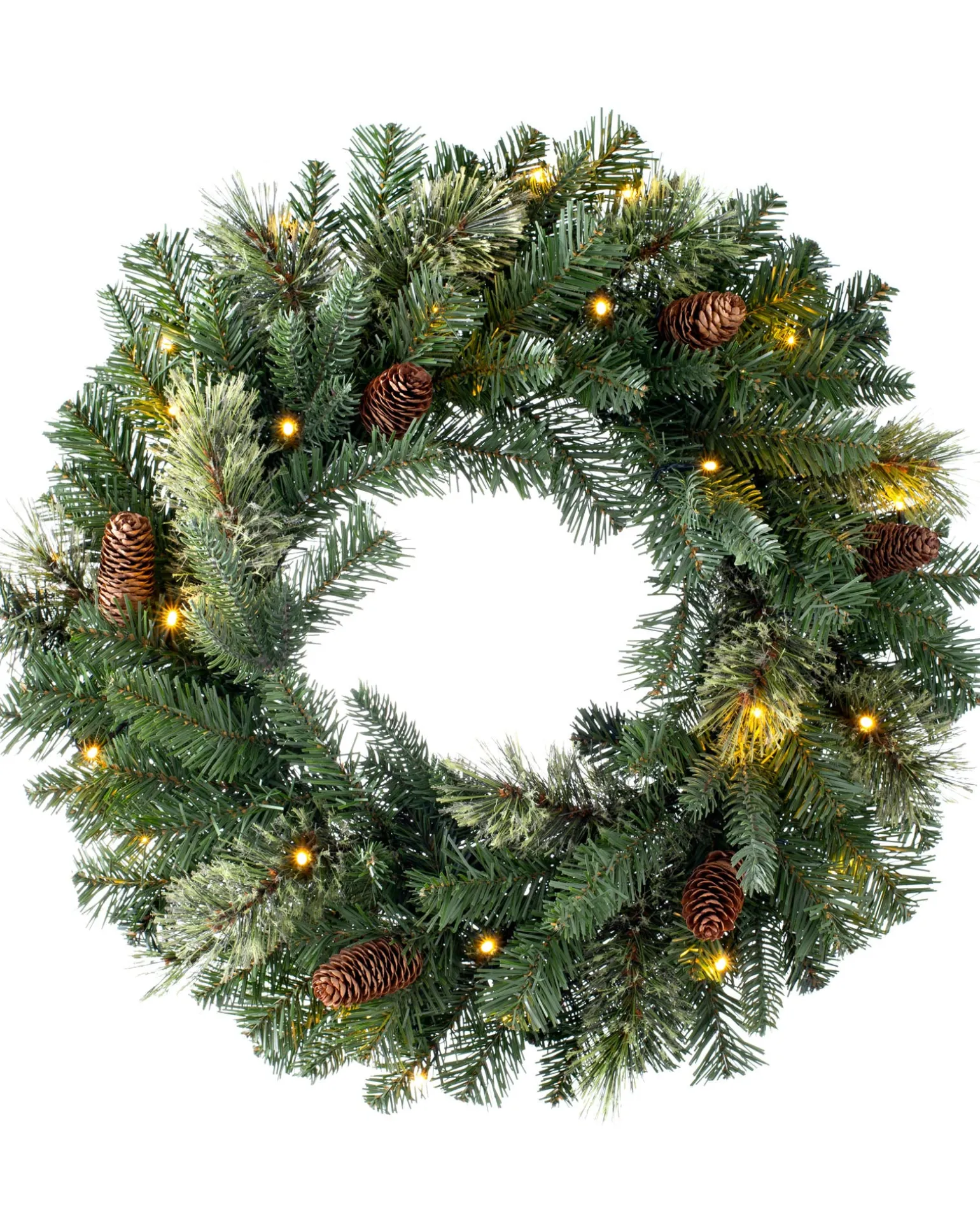 WeRChristmas Pre-Lit Natural Pine Wreath, 60 Cm^ Plain Wreaths|Decorated Wreaths