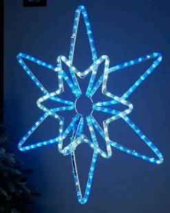 WeRChristmas Pre-Lit Northern Star Rope Light Silhouette, Blue/White, 64 Cm^ Festive Star, Snowflake & Sign Lights