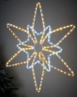 WeRChristmas Pre-Lit Northern Star Rope Light Silhouette, Warm/Bright White, 64 Cm^ Festive Star, Snowflake & Sign Lights