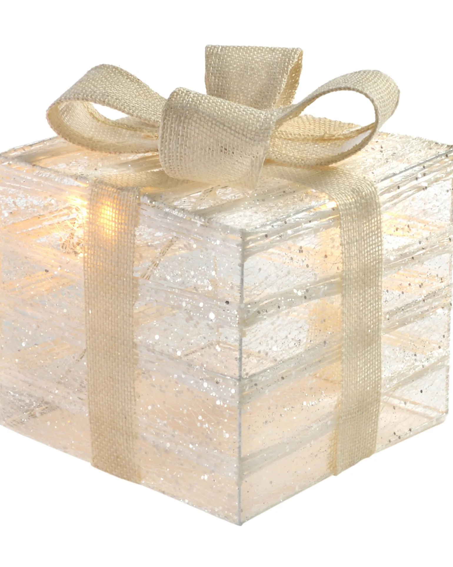 WeRChristmas Pre-Lit Paper String And Gauze Gift Box, 20 Cm^ Table Decorations