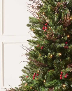 WeRChristmas Pre-Lit Pines & Berries Potted Christmas Tree, 4.5 Ft^ Premium Christmas Trees|Potted Christmas Trees