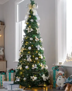 WeRChristmas Pre-Lit Pop-Up Decorated Christmas Tree, White, 6 Ft^ Budget Christmas Trees|Pre Lit Christmas Trees