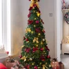WeRChristmas Pre-Lit Pop-Up Decorated Christmas Tree, Red/Gold, 6 Ft^ Budget Christmas Trees|Pre Lit Christmas Trees