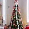 WeRChristmas Pre-Lit Pop-Up Decorated Christmas Tree, Red/White, 6 Ft^ Budget Christmas Trees|Pre Lit Christmas Trees