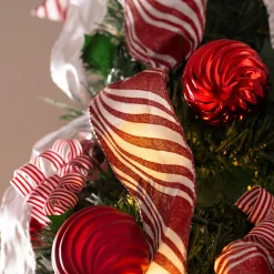 WeRChristmas Pre-Lit Pop-Up Decorated Christmas Tree, Red/White, 6 Ft^ Budget Christmas Trees|Pre Lit Christmas Trees