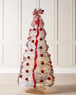 WeRChristmas Pre-Lit Pop-Up Decorated Christmas Tree, Red/White, 6 Ft^ Budget Christmas Trees|Pre Lit Christmas Trees