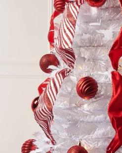 WeRChristmas Pre-Lit Pop-Up Decorated Christmas Tree, Red/White, 6 Ft^ Budget Christmas Trees|Pre Lit Christmas Trees