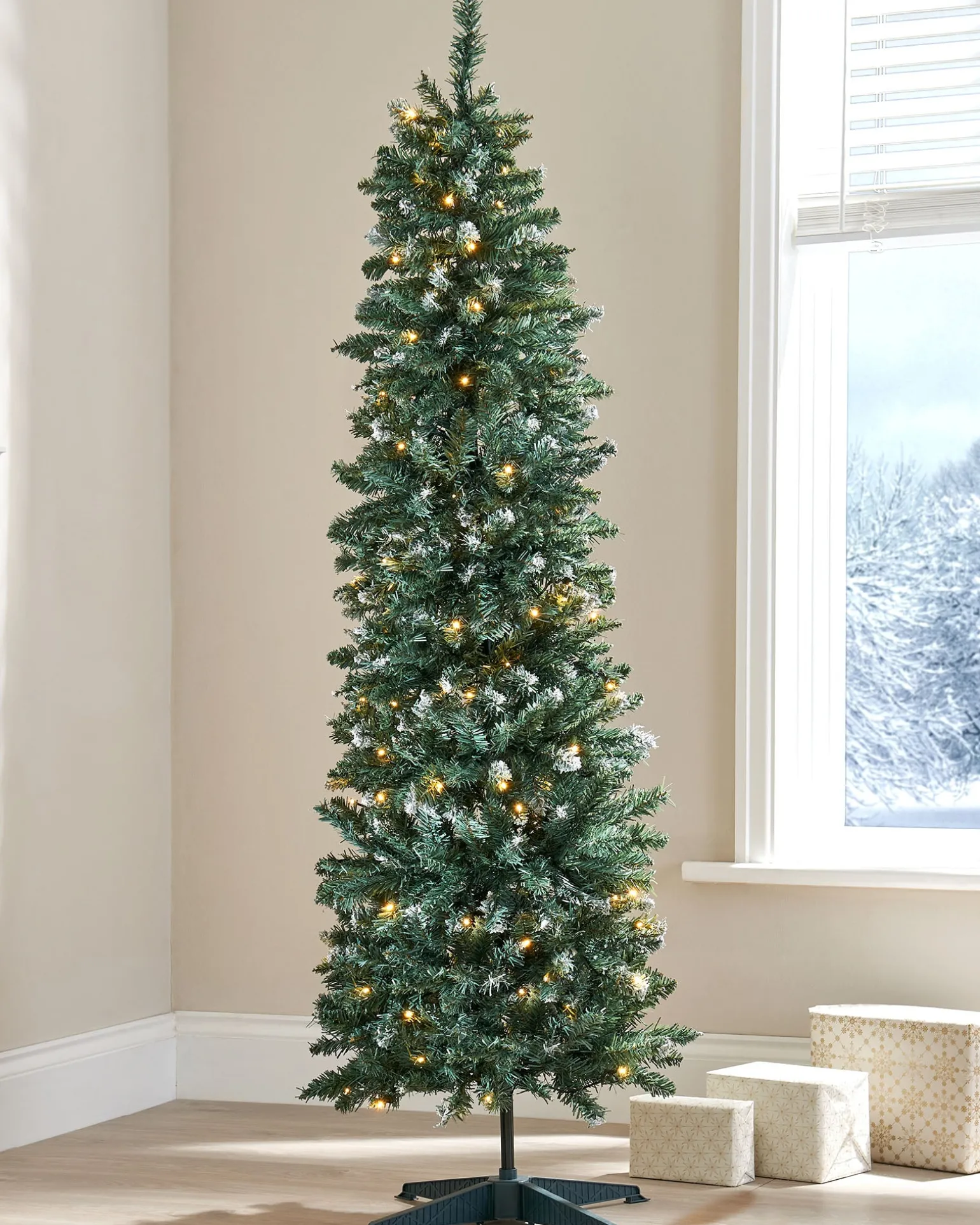 WeRChristmas Pre-Lit Pop-Up Frosted Christmas Tree, 6 Ft^ Snow Flocked Christmas Trees|Budget Christmas Trees