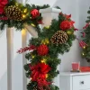 WeRChristmas Pre-Lit Red Decorated Extra Thick Garland, 9 Ft^ Decorated Garlands|Pre Lit Garlands