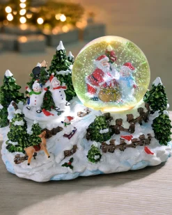 WeRChristmas Pre-Lit Santa & Snowman Snow Globe, 20 Cm^ Table Decorations