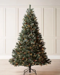 WeRChristmas Pre-Lit Scandinavian Spruce Pinecones & Berries Christmas Tree, 5 Ft^ Budget Christmas Trees|Snow Flocked Christmas Trees