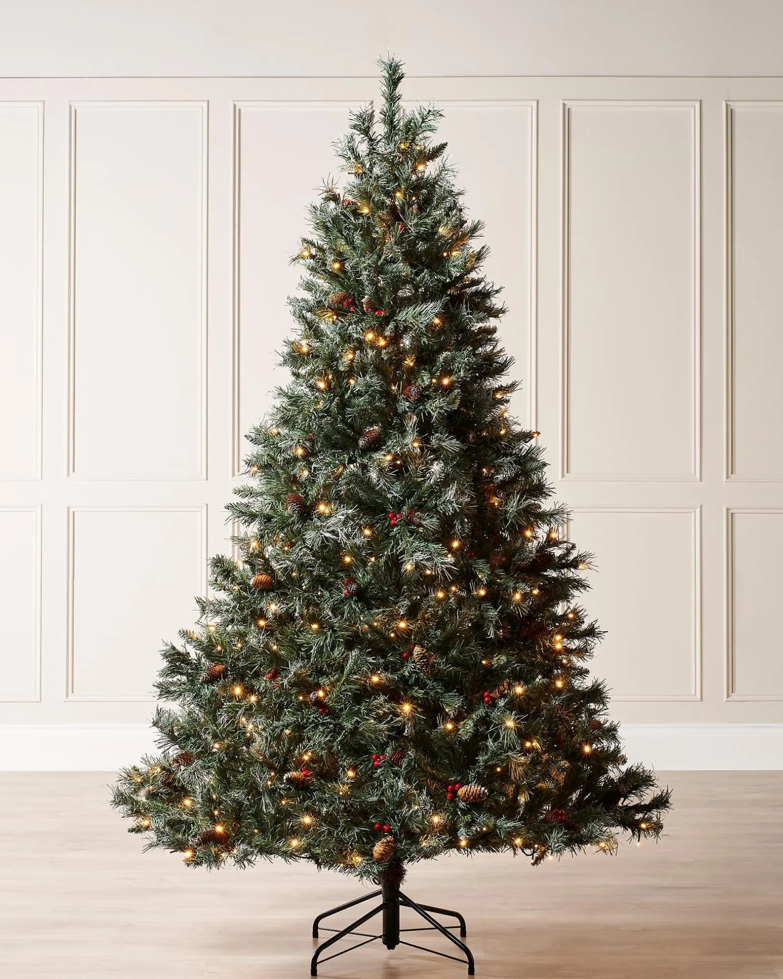 WeRChristmas Pre-Lit Scandinavian Spruce Pinecones & Berries Christmas Tree, 8 Ft^ Snow Flocked Christmas Trees|Pre Lit Christmas Trees