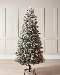 WeRChristmas Pre-Lit Slim Snow Flocked Spruce Christmas Tree, 7 Ft^ Premium Christmas Trees|Snow Flocked Christmas Trees