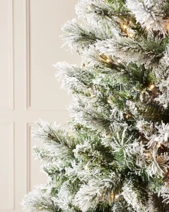 WeRChristmas Pre-Lit Slim Snow Flocked Spruce Christmas Tree, 7 Ft^ Premium Christmas Trees|Snow Flocked Christmas Trees