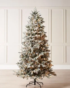 WeRChristmas Pre-Lit Slim Snow Flocked Christmas Tree, 5 Ft^ Budget Christmas Trees|Snow Flocked Christmas Trees