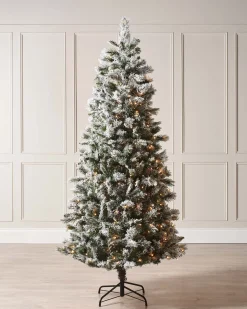 WeRChristmas Pre-Lit Slim Snow Flocked Spruce Christmas Tree, 8 Ft^ Premium Christmas Trees|Snow Flocked Christmas Trees