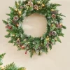 WeRChristmas Pre-Lit Snow Flocked Mixed Tip Wreath, 60 Cm^ Decorated Wreaths|Pre Lit Wreaths