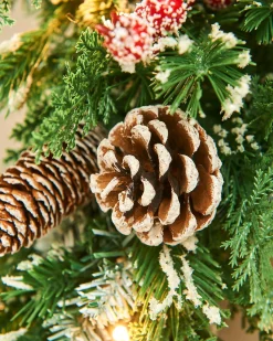 WeRChristmas Pre-Lit Snow Flocked Mixed Tip Wreath, 60 Cm^ Decorated Wreaths|Pre Lit Wreaths