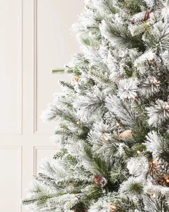 WeRChristmas Pre-Lit Snow Flocked Mixed Pine Christmas Tree, 6 Ft^ Snow Flocked Christmas Trees|Pre Lit Christmas Trees