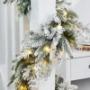 WeRChristmas Pre-Lit Snow Flocked Natural Fir Garland, 18 Ft^ Extra Large Garlands|Snow Flocked Garlands