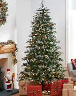 WeRChristmas Pre-Lit Snow Flocked Norwegian Spruce Christmas Tree, 7 Ft^ Snow Flocked Christmas Trees|Pre Lit Christmas Trees