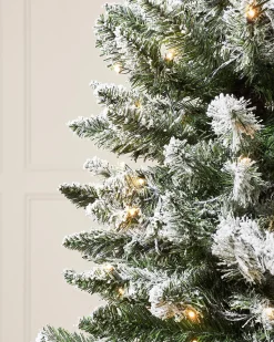 WeRChristmas Pre-Lit Snow Flocked Pencil Christmas Tree, 6.5 Ft^ Budget Christmas Trees|Snow Flocked Christmas Trees