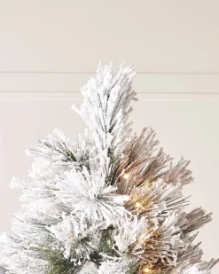 WeRChristmas Pre-Lit Snow Flocked Pine Needle Christmas Tree, 7 Ft^ Premium Christmas Trees|Snow Flocked Christmas Trees