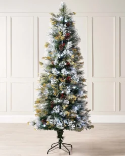 WeRChristmas Pre-Lit Snow Flocked Pinecones & Berries Fibre Optic Christmas Tree, 6 Ft^ Fibre Optic Christmas Trees|Snow Flocked Christmas Trees