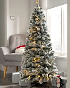 WeRChristmas Pre-Lit Snow Flocked Pop-Up Christmas Tree, 5 Ft^ Budget Christmas Trees|Snow Flocked Christmas Trees