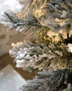 WeRChristmas Pre-Lit Snow Flocked Pop-Up Christmas Tree, 5 Ft^ Budget Christmas Trees|Snow Flocked Christmas Trees