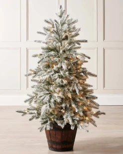 WeRChristmas Pre-Lit Snow Flocked Potted Christmas Tree, 4 Ft^ Budget Christmas Trees|Potted Christmas Trees