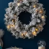 WeRChristmas Pre-Lit Snow Flocked Spruce Wreath, 60 Cm^ Plain Wreaths|Pre Lit Wreaths