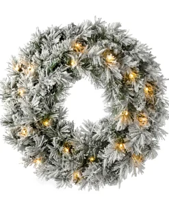 WeRChristmas Pre-Lit Snow Flocked Spruce Wreath, 60 Cm^ Plain Wreaths|Pre Lit Wreaths