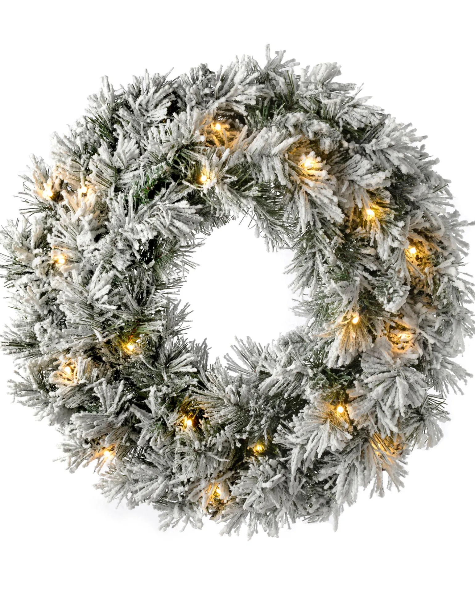 WeRChristmas Pre-Lit Snow Flocked Spruce Wreath, 60 Cm^ Plain Wreaths|Pre Lit Wreaths