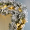 WeRChristmas Pre-Lit Snow Flocked Spruce Garland, 9 Ft^ Snow Flocked Garlands|Pre Lit Garlands