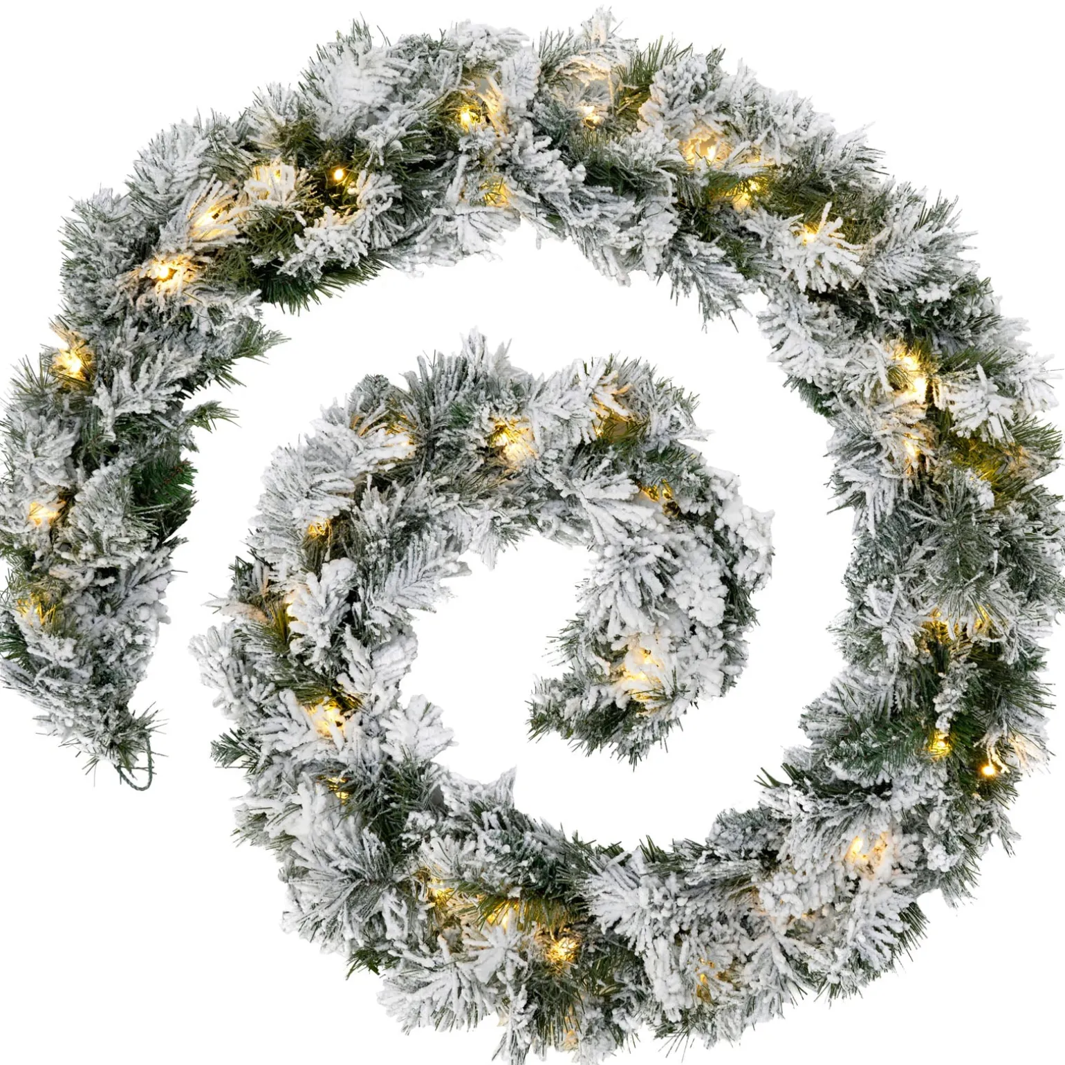 WeRChristmas Pre-Lit Snow Flocked Spruce Garland, 9 Ft^ Snow Flocked Garlands|Pre Lit Garlands