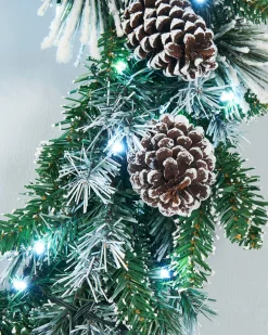WeRChristmas Pre-Lit Snow Flocked Wreath, Pinecones, 60 Cm^ Decorated Wreaths