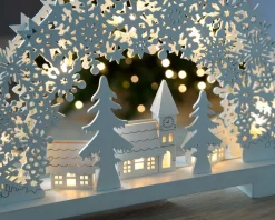 WeRChristmas Pre-Lit Snowflake And Village Scene Arch, 32 Cm^ Table Decorations