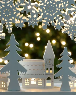 WeRChristmas Pre-Lit Snowflake And Village Scene Arch, 32 Cm^ Table Decorations