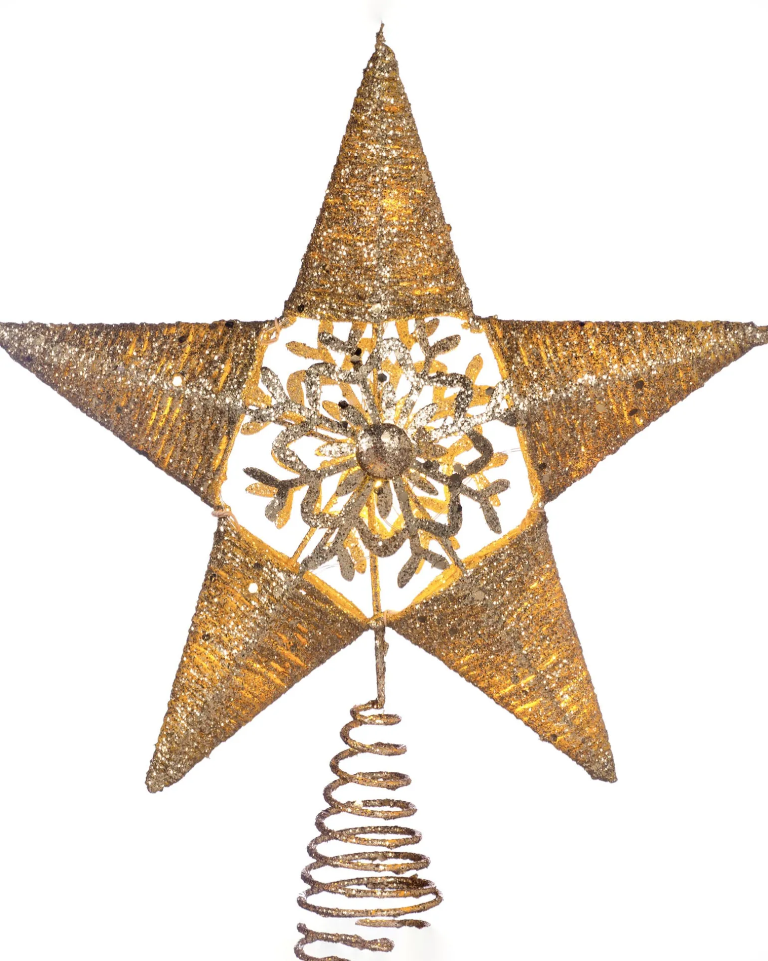 WeRChristmas Pre-Lit Snowflake Christmas Tree Topper, Gold, 31 Cm^ Tree Toppers