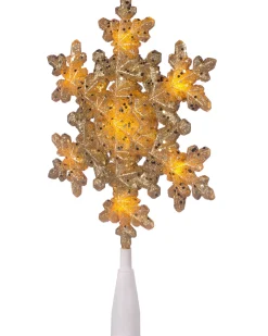 WeRChristmas Pre-Lit Snowflake Christmas Tree Topper, Gold, 29 Cm^ Tree Toppers