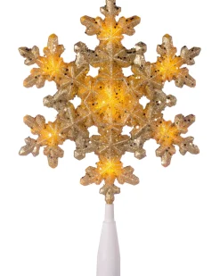 WeRChristmas Pre-Lit Snowflake Christmas Tree Topper, Gold, 29 Cm^ Tree Toppers