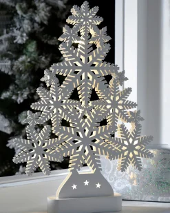 WeRChristmas Pre-Lit Snowflake Tree Table Christmas Decoration, 39.5 Cm^ Table Decorations