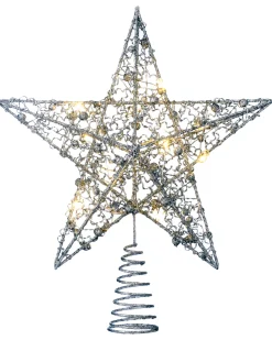 WeRChristmas Pre-Lit Star Christmas Tree Topper, Silver, 31 Cm^ Tree Toppers