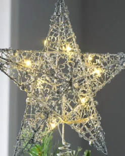 WeRChristmas Pre-Lit Star Christmas Tree Topper, Silver, 31 Cm^ Tree Toppers