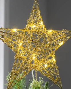 WeRChristmas Pre-Lit Star Christmas Tree Topper, Gold, 31 Cm^ Tree Toppers