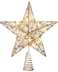WeRChristmas Pre-Lit Star Christmas Tree Topper, Gold, 31 Cm^ Tree Toppers