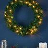 WeRChristmas Pre-Lit Timberland Spruce Wreath, 60 Cm^ Plain Wreaths|Pre Lit Wreaths
