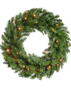 WeRChristmas Pre-Lit Timberland Spruce Wreath, 60 Cm^ Plain Wreaths|Pre Lit Wreaths